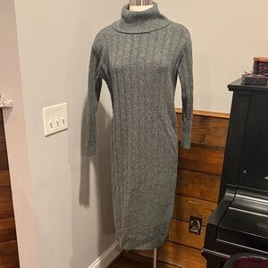 LOFT Charcoal Long Sleeve Sweater Dress